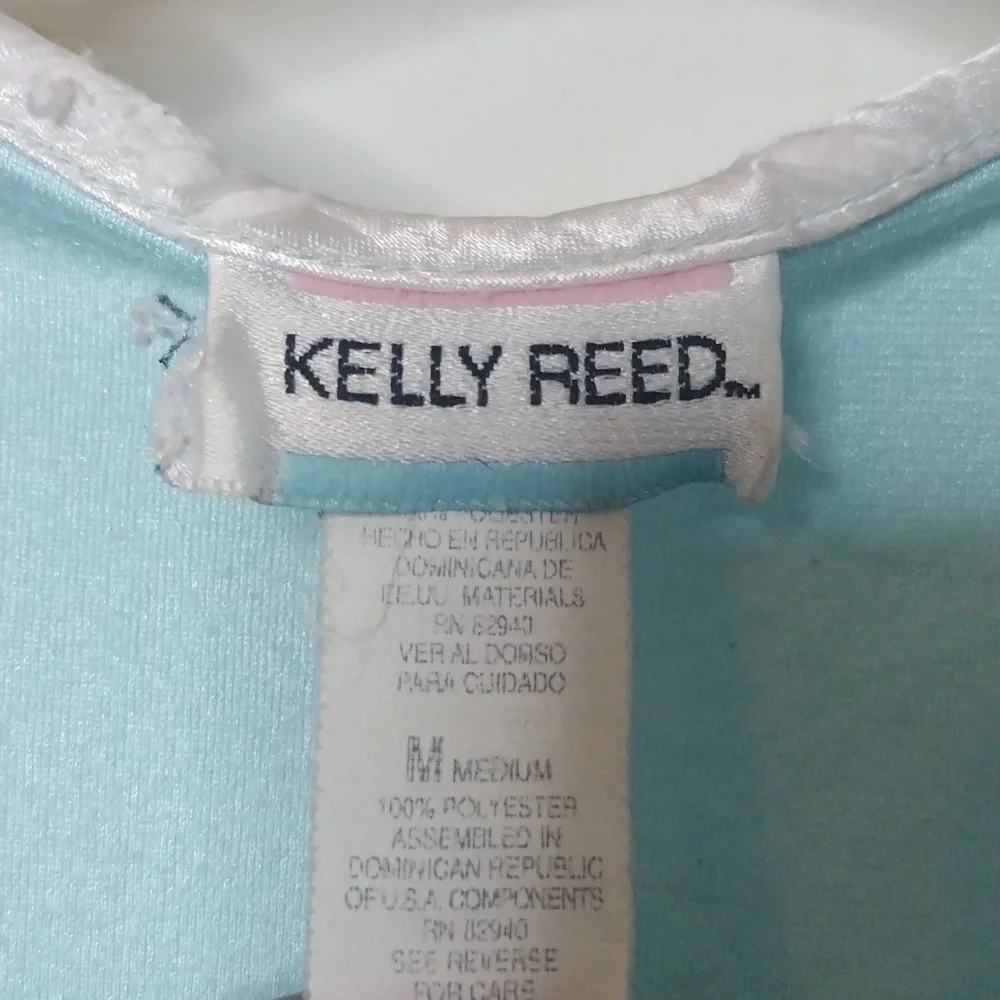 Vtg KELLY REED Blue long‎ sleeve snap front robe with pockets Size Medium
